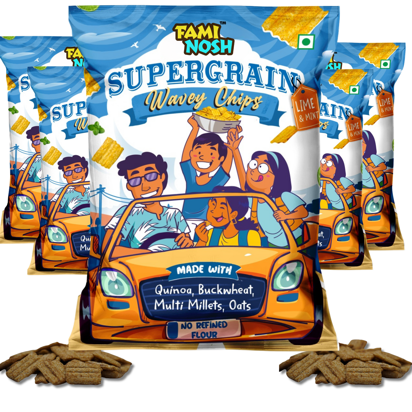 Supergrain Wavey Chips Lime And Mint 5X30g